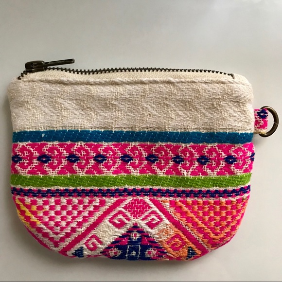 Free People Serape Canvas Zippered Coin Pouch NWT - Picture 2 of 6